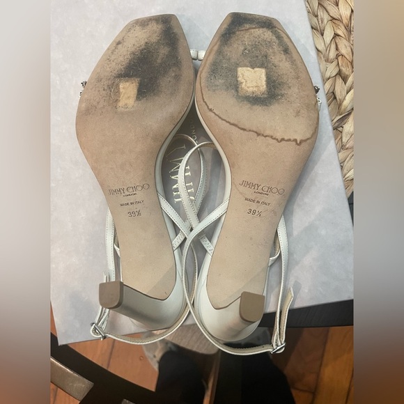 Jimmy Choo Meira 85 - Latte Nappa Sandals with Crystal Embellishment - Picture 5 of 5